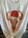 Cow skull Santa tee